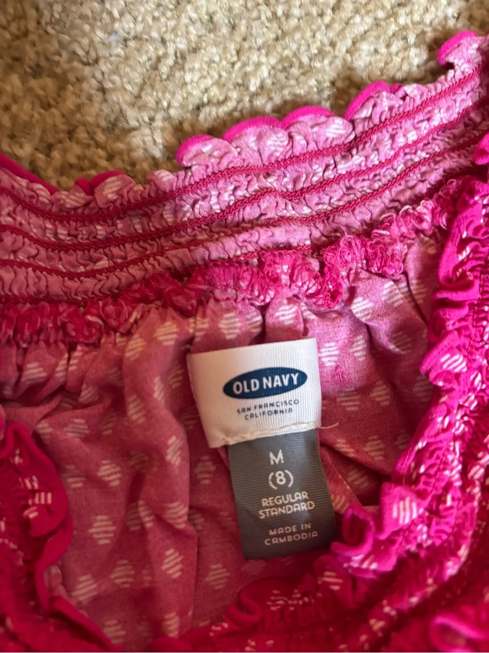 Old Navy Hot Pink Printed Smocked-Waist Circle Skirt
